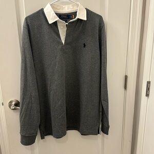 Polo | Long sleeve collar gray  mens medium